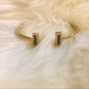Kate Spade Hinged Gold Tone Crystal Cuff Bracelet